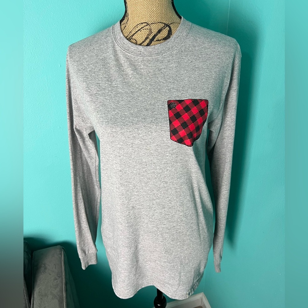 #904 EUC Simply Southern Long Sleeve “Nice until proven naughty” Santa T-shirt